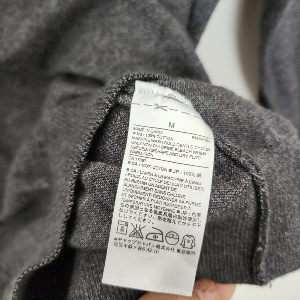 Banana Republic Mens V-Neck Sweater Charcoal Gray Heather 100% Cotton M Raglan - Picture 3 of 5